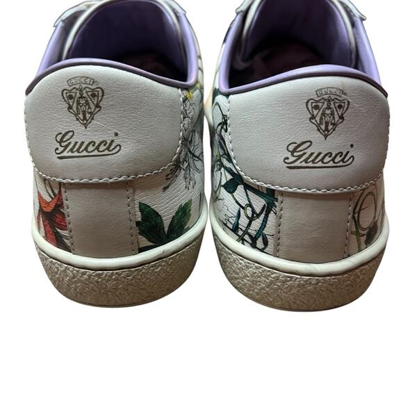 Gucci Flora Infinity Leather Low Top Sneakers Floral with Butterfly EU 38 US 8 - Picture 8 of 14